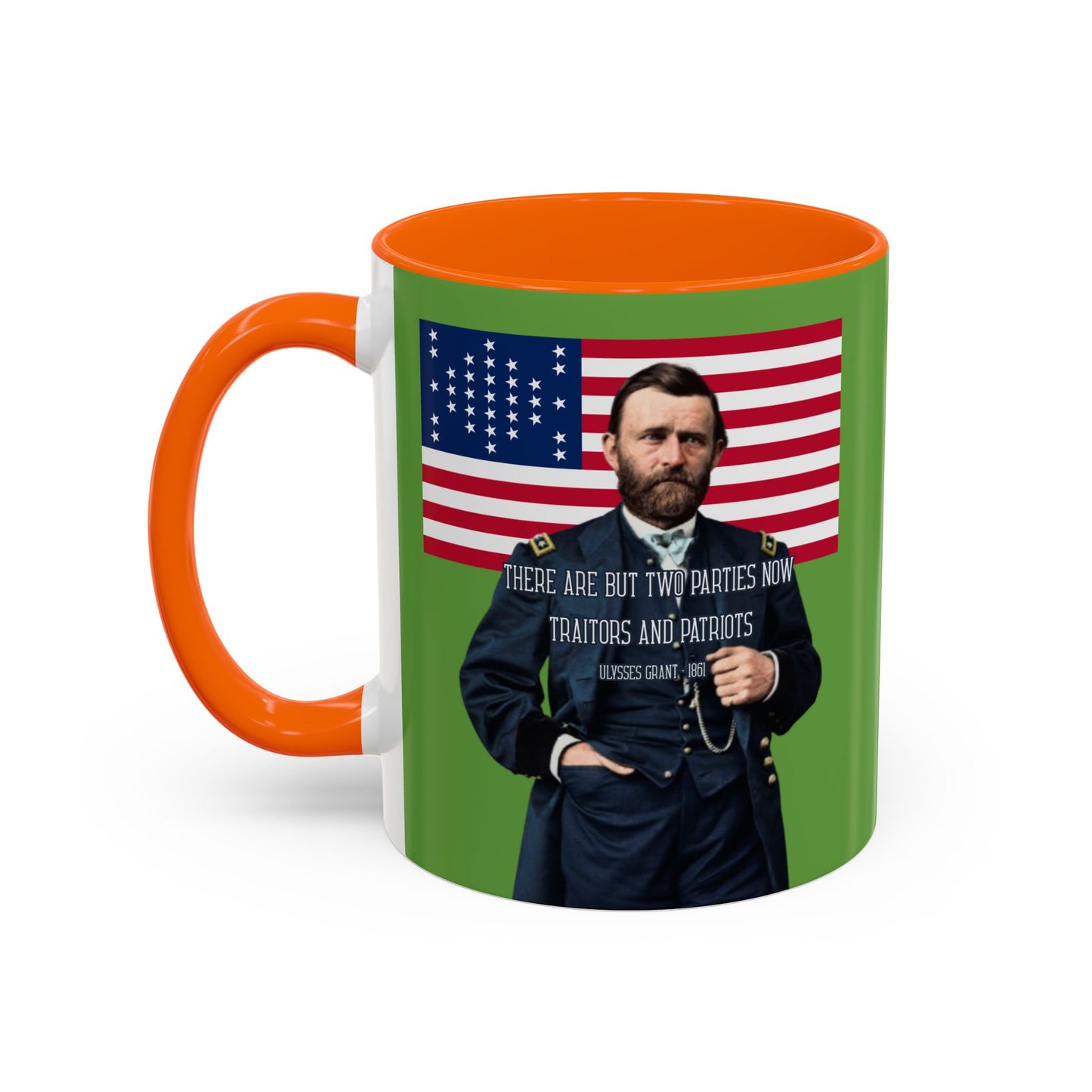 "Traitors and Patriots" Ulysses Grant Green Accent Mug by theGreenDragonTavern.shop