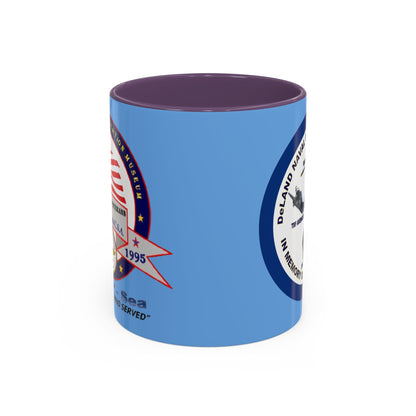 DNASM 2-sided, Founding & Student Art w/Navy Ring Light Blue Accent Mug by theGreenDragonTavern.shop
