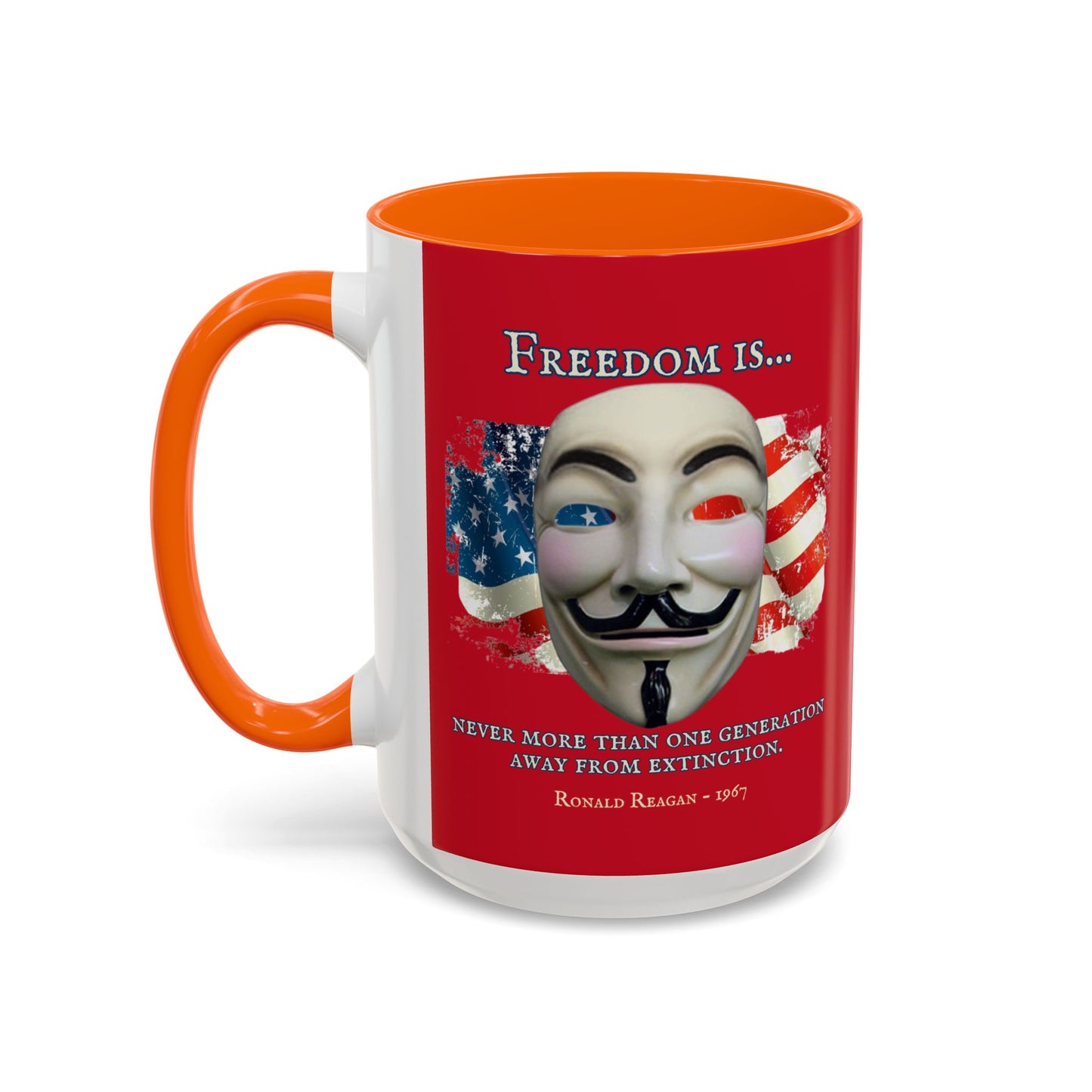 Ronald Reagan Freedom Vendetta Red Accent Mug by theGreenDragonTavern.shop
