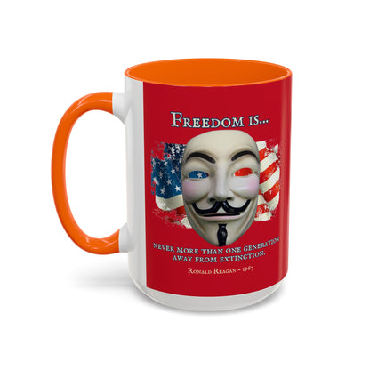 Ronald Reagan Freedom Vendetta Red Accent Mug by theGreenDragonTavern.shop