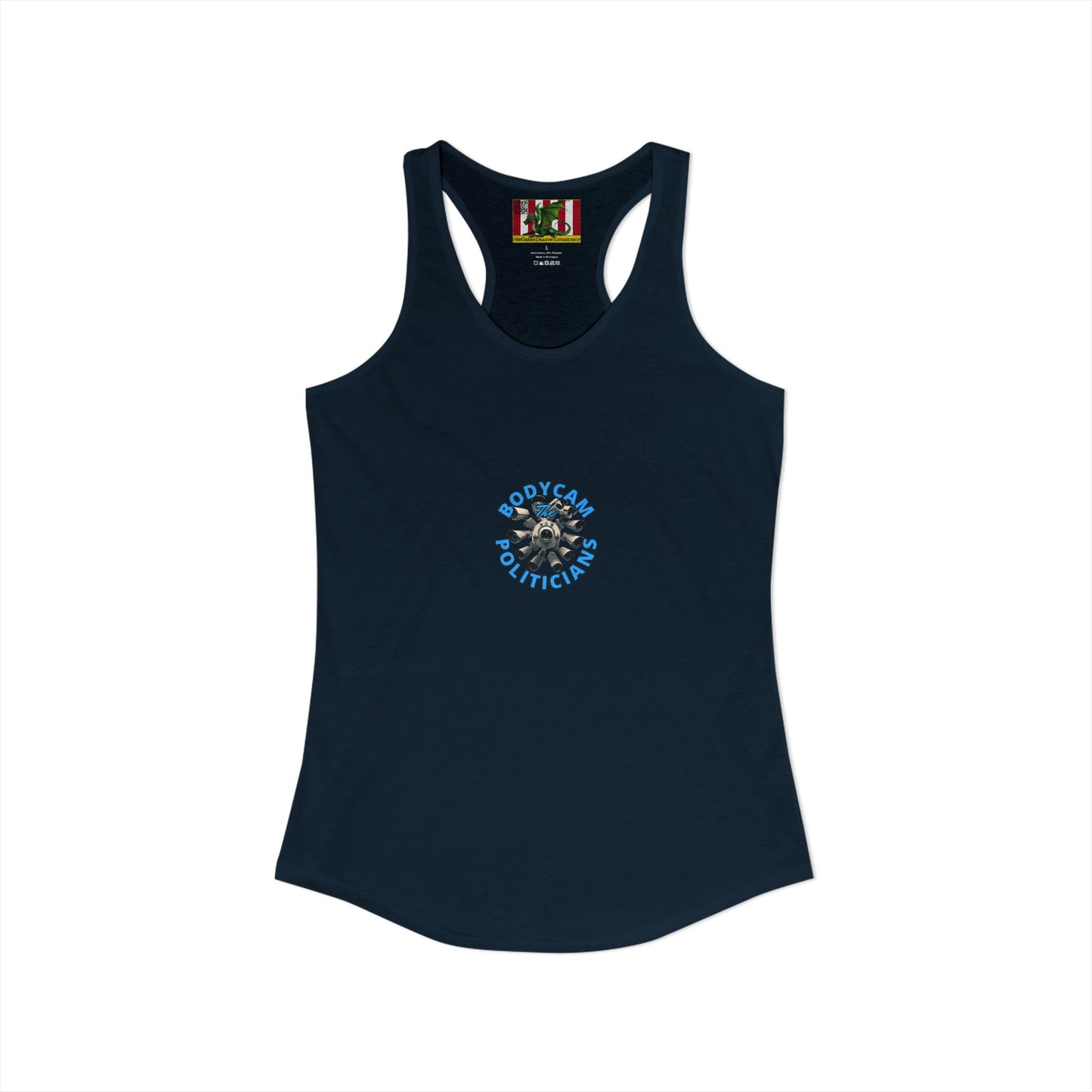 2-sided, Bodycam the Politicians Cameras Women's Racerback Tank Top by theGreenDragonTavern.shop