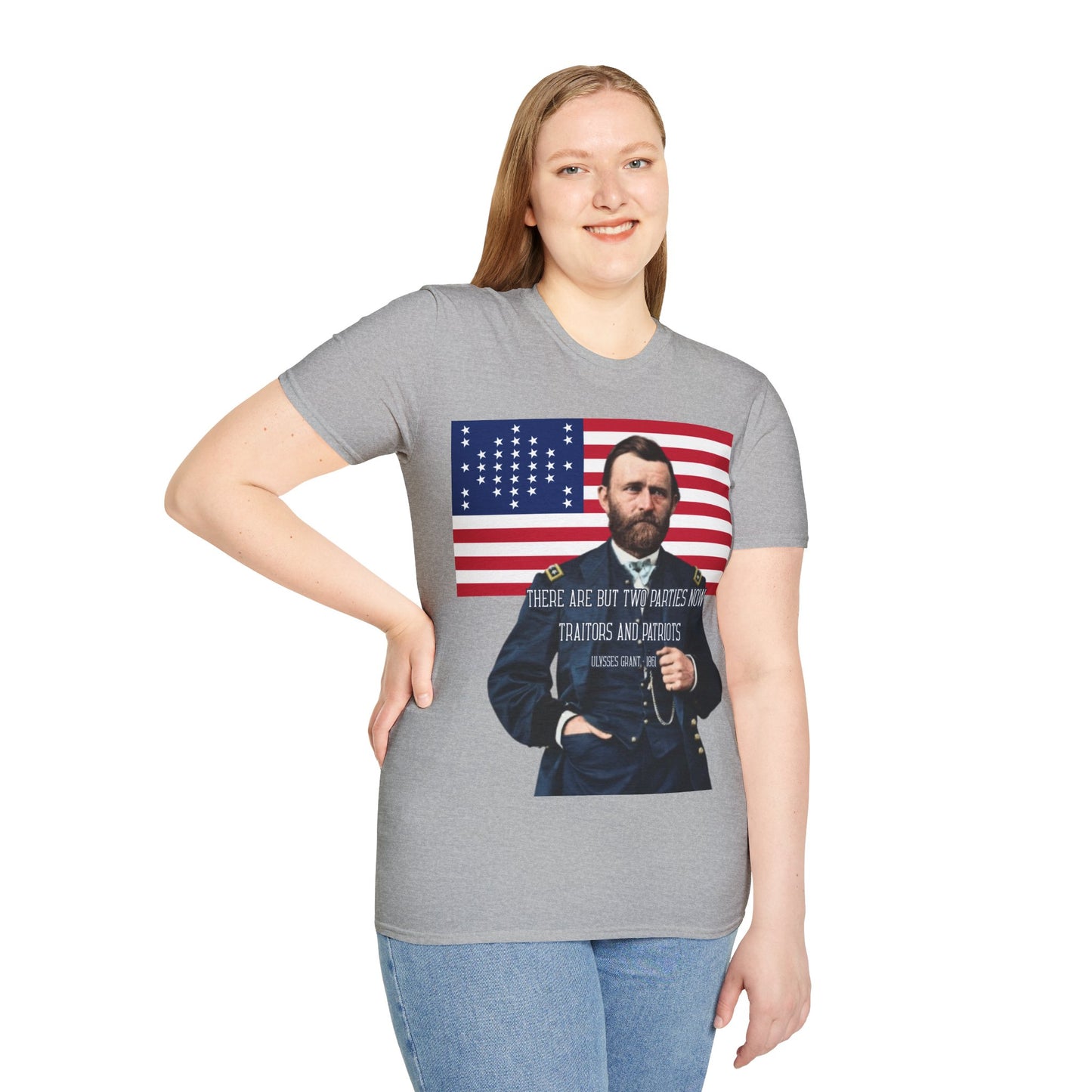 "Traitors and Patriots" Ulysses Grant Light colors Unisex T-Shirt by theGreenDragonTavern.shop