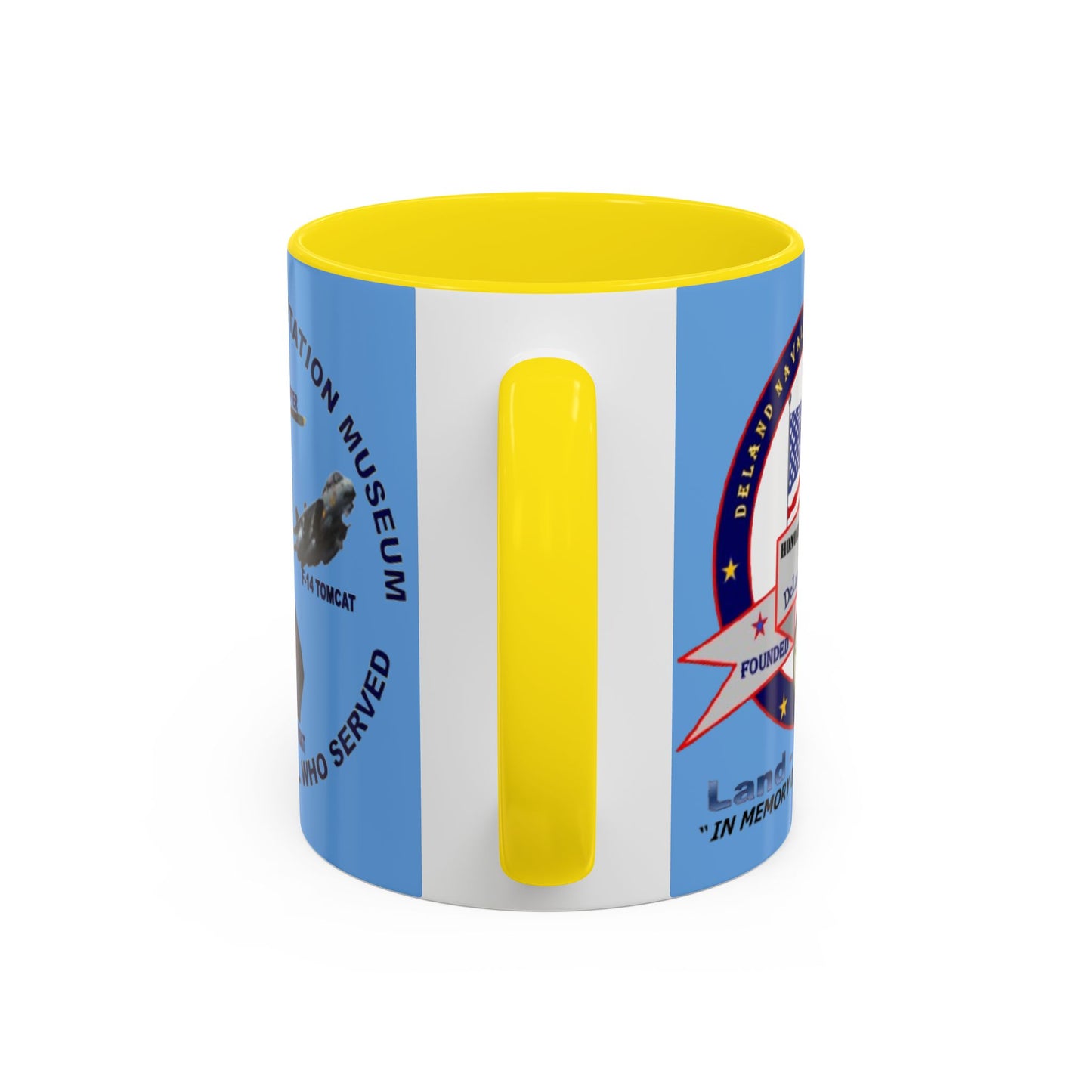 DNASM 2-sided, Founding & Student Art Light Blue Accent Mug by theGreenDragonTavern.shop