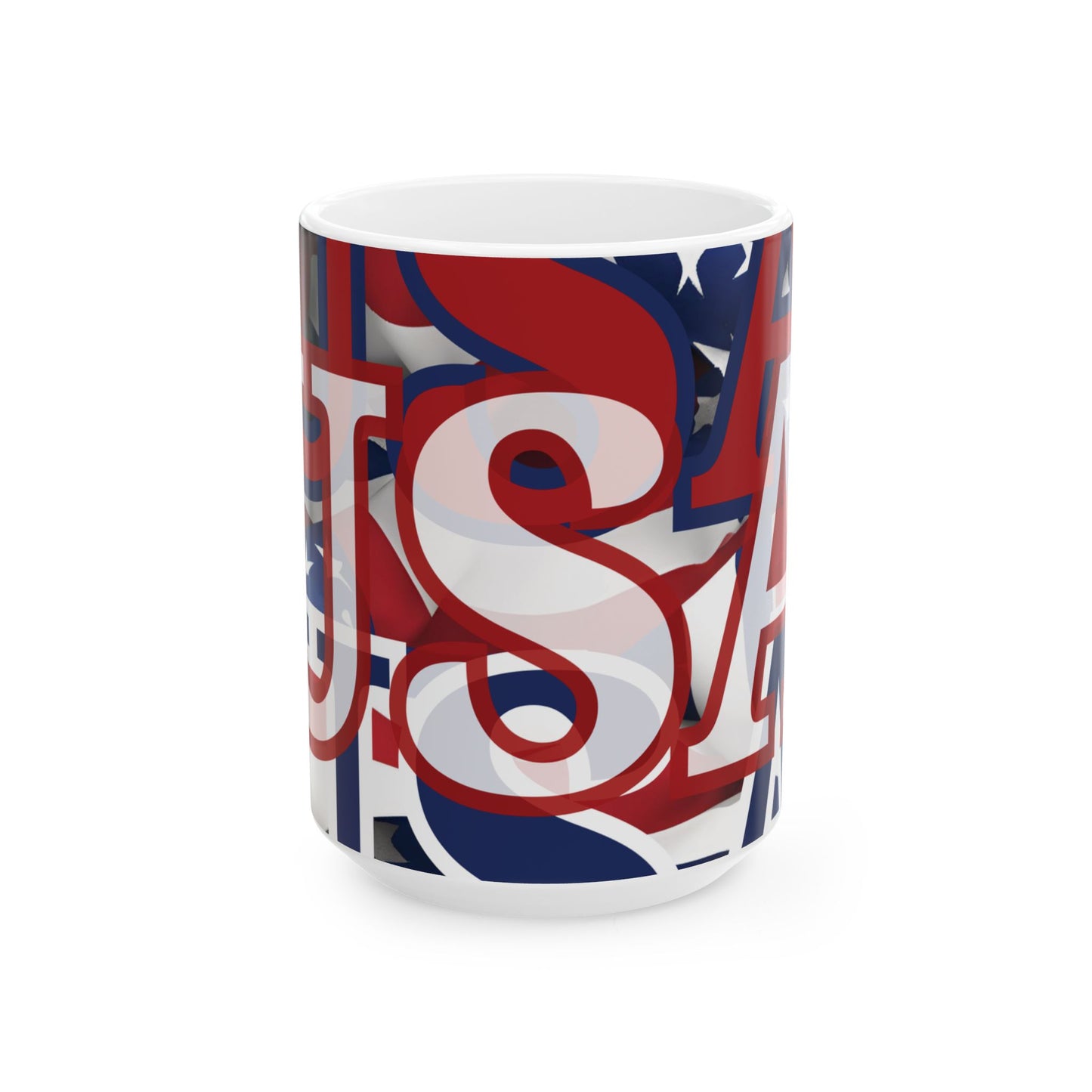 USA! USA! USA White font Patriot White Mug by theGreenDragonTavern.shop