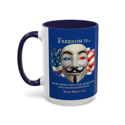 Ronald Reagan Freedom Vendetta Blue Accent Mug by theGreenDragonTavern.shop