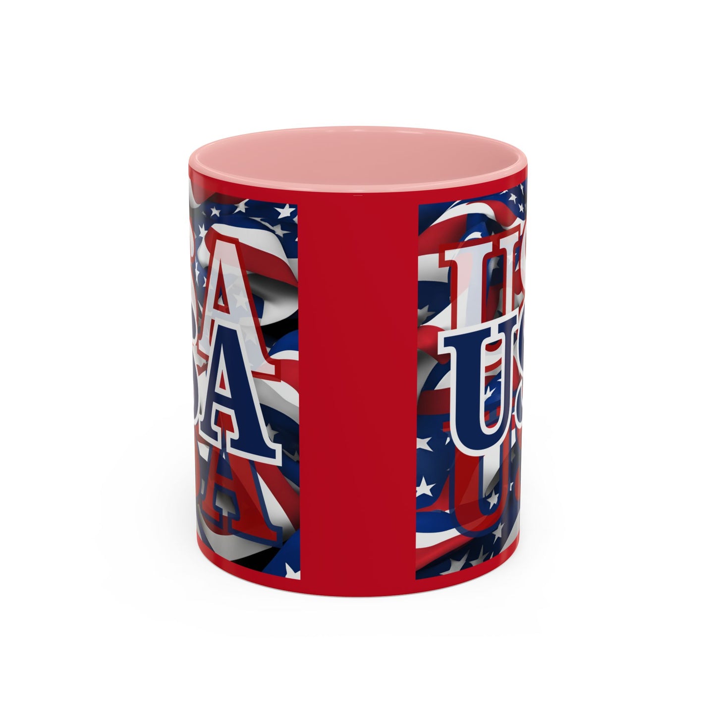USA Blue font Center Patriot Red Accent Mug by theGreenDragonTavern.shop