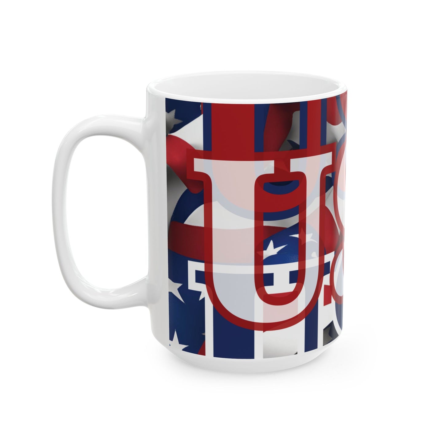 USA! USA! USA White font Patriot White Mug by theGreenDragonTavern.shop