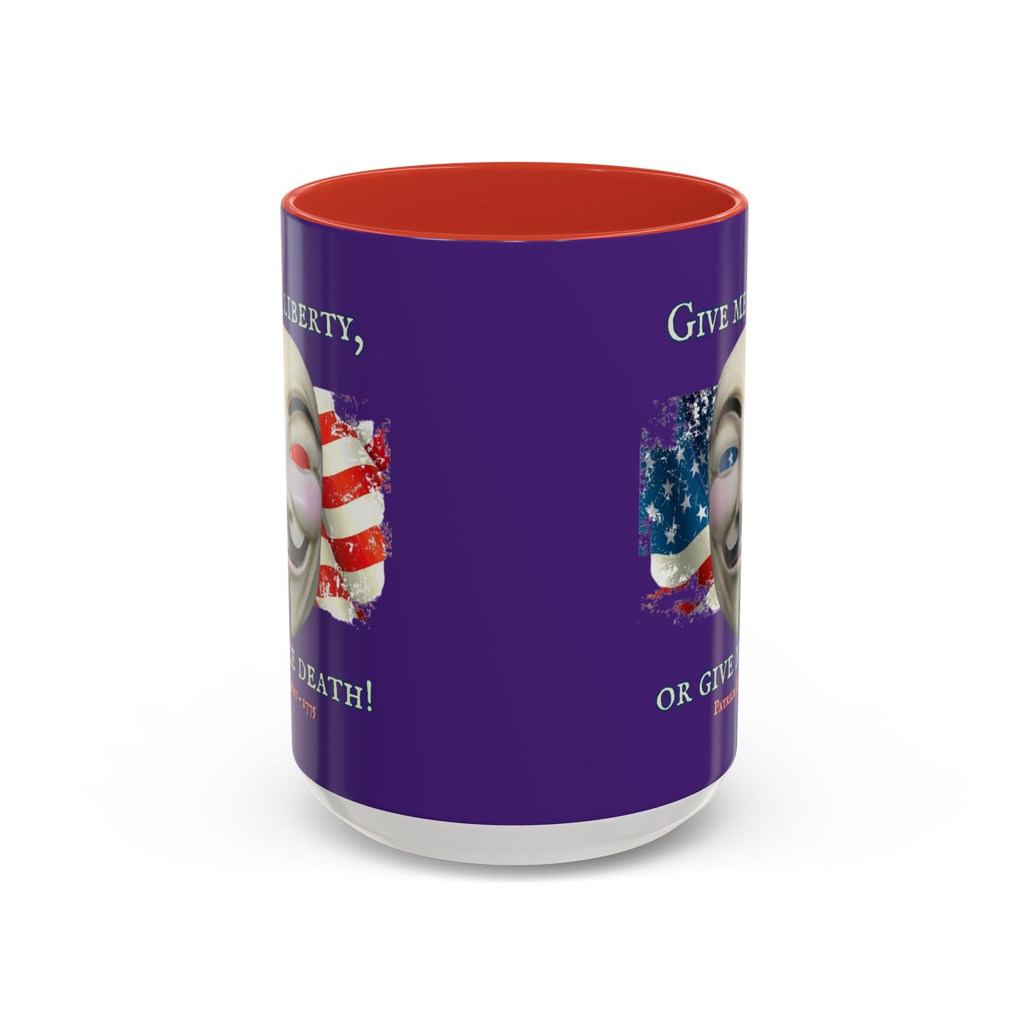 Vendetta, "Give me liberty, or give me death!" Purple Accent Mug by theGreenDragonTavern.shop