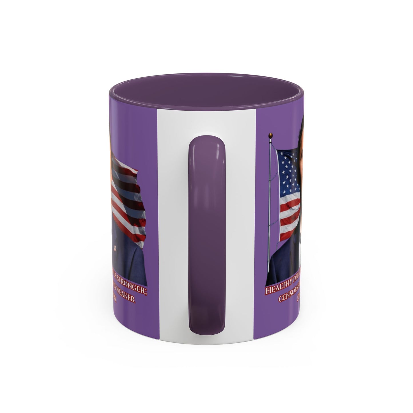 Charlie Kirk, Healthy Debate Light Purple Accent Mug by theGreenDragonTavern.shop