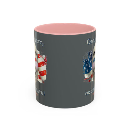 Vendetta, "Give me liberty, or give me death!" Grey Accent Mug by theGreenDragonTavern.shop