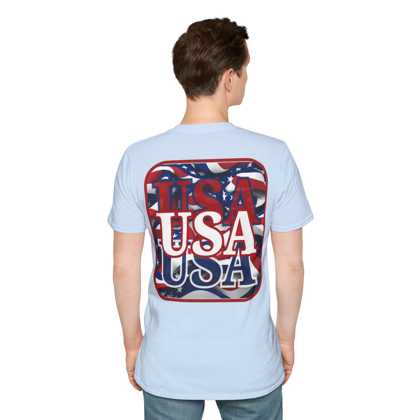 2-sided, Red WHITE and Blue USA Patriot Light colors Unisex T-Shirt by theGreenDragonTavern.shop
