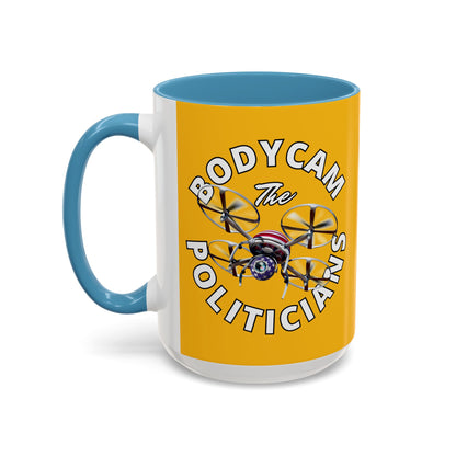 Bodycam the Politicians Drone Yellow Accent Mug by theGreenDragonTavern.shop