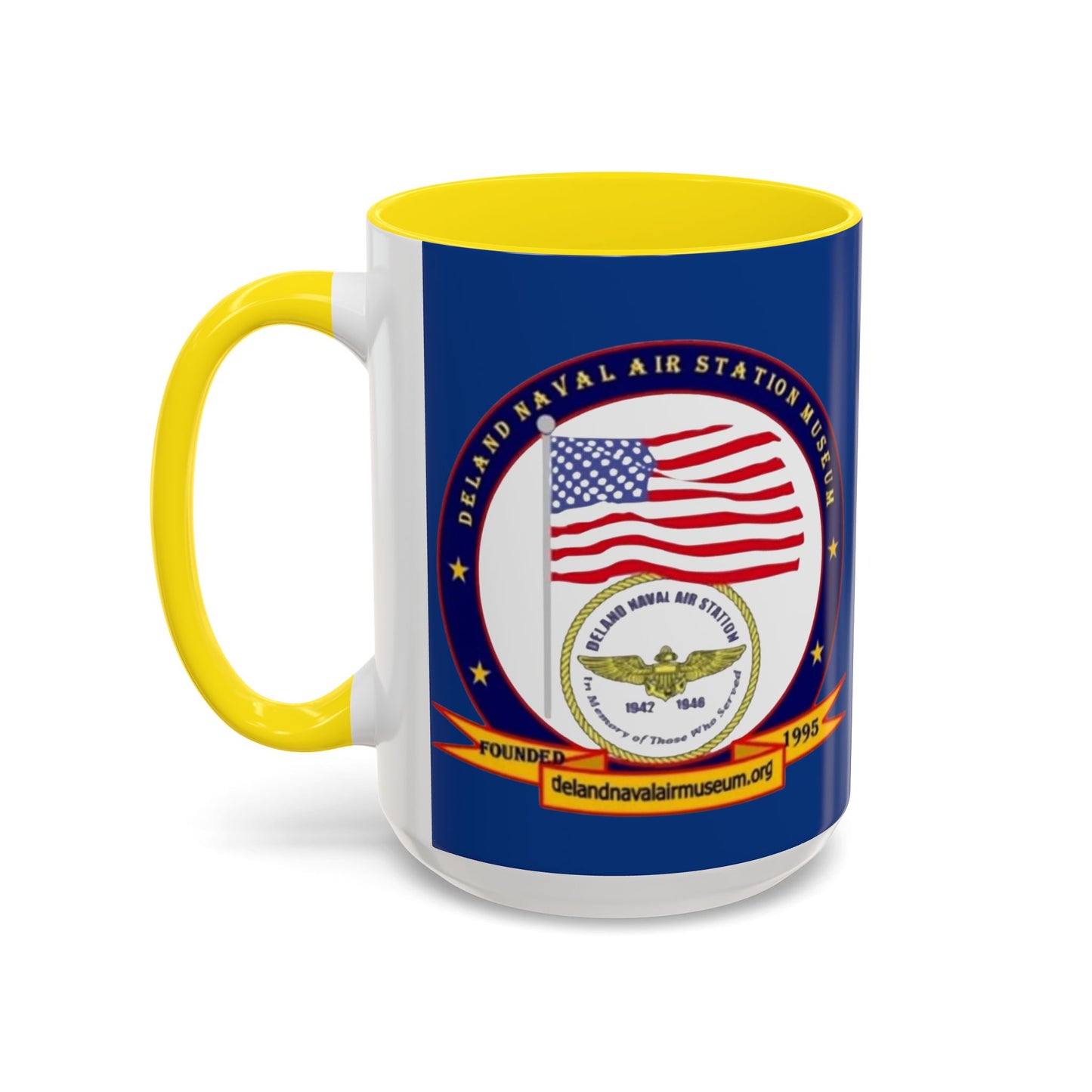 DeLand Naval Air Station Museum Blue Accent Mug by theGreenDragonTavern.shop