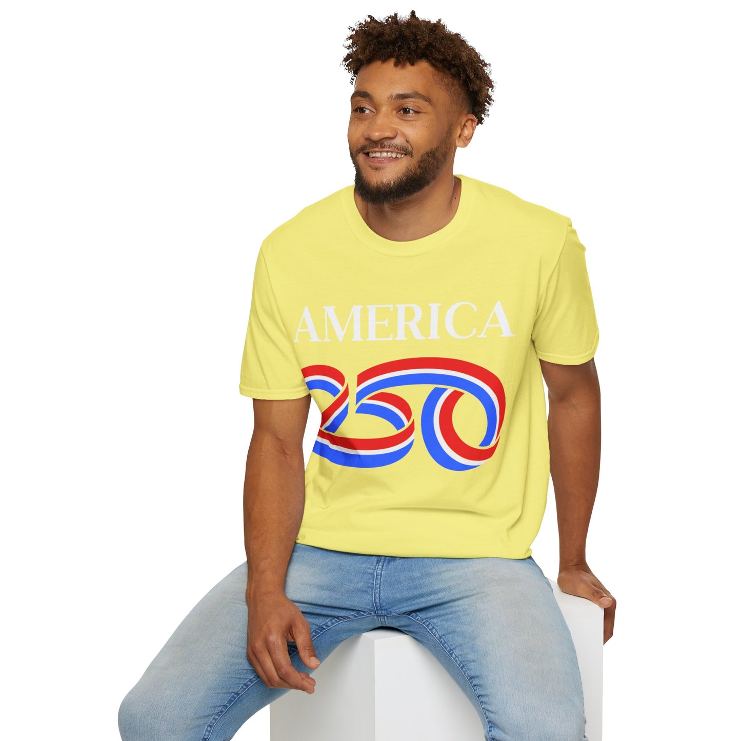 America 250 White font, Light colors, Unisex T-Shirt by theGreenDragonTavern.shop