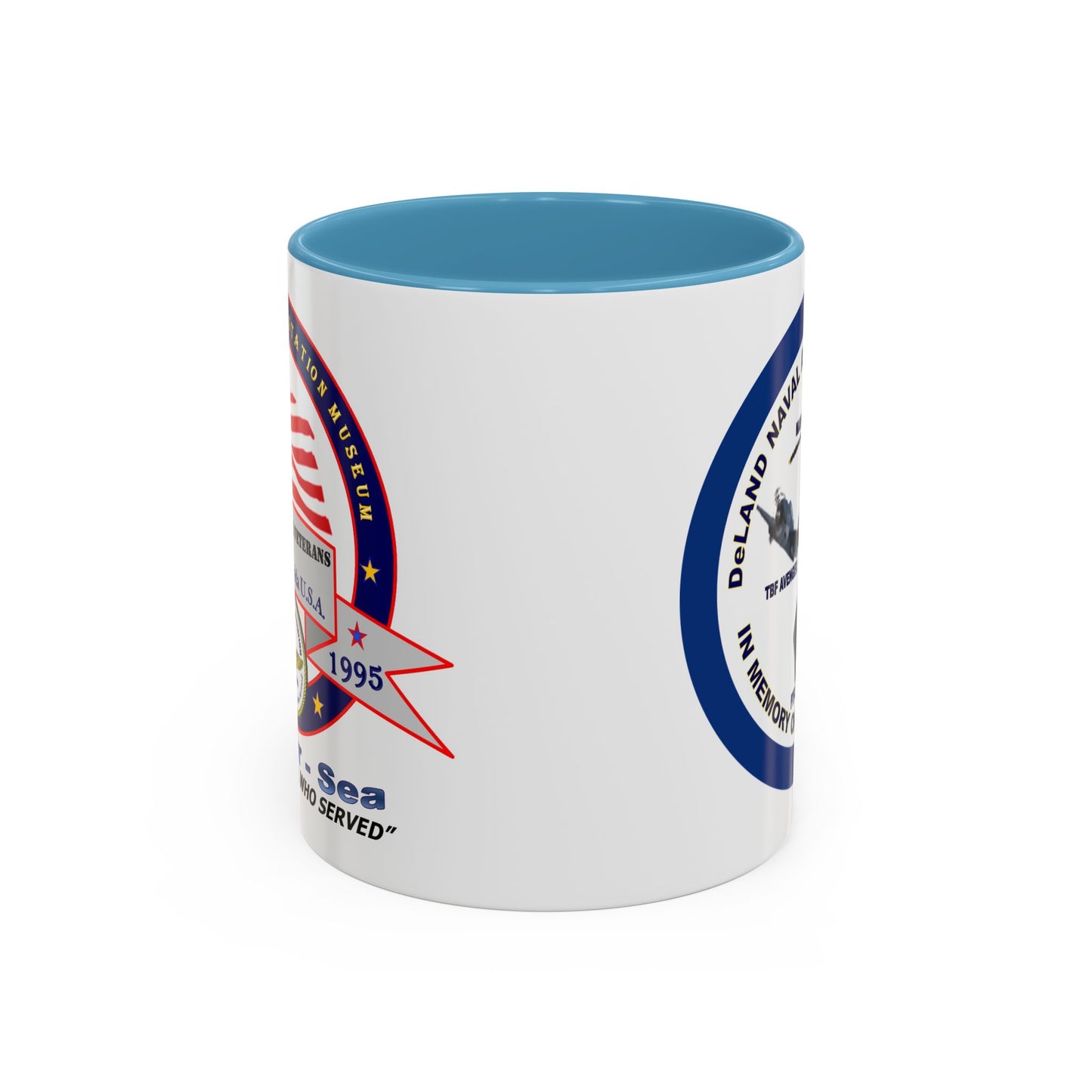 DNASM 2-sided, Founding & Student Art w/Navy Ring White Accent Mug by theGreenDragonTavern.shop