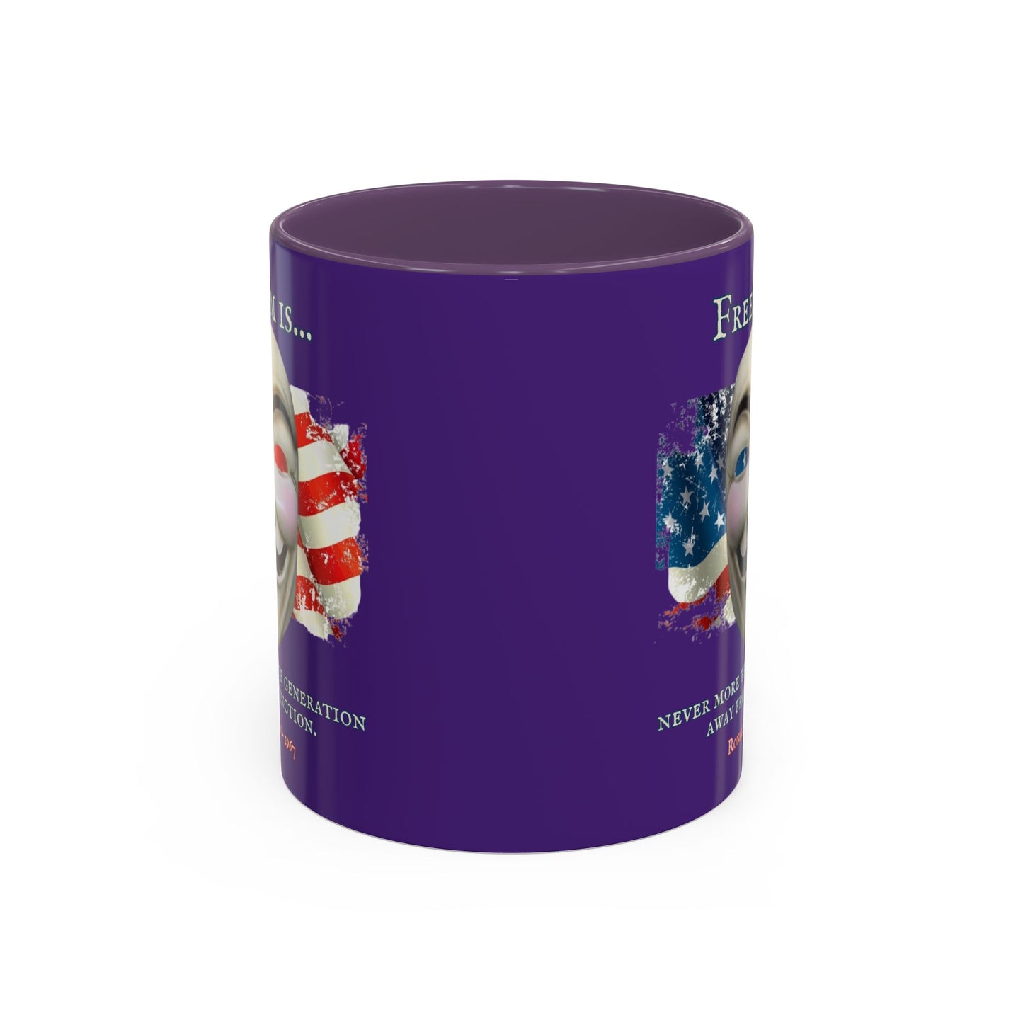 Ronald Reagan Freedom Vendetta Purple Accent Mug by theGreenDragonTavern.shop