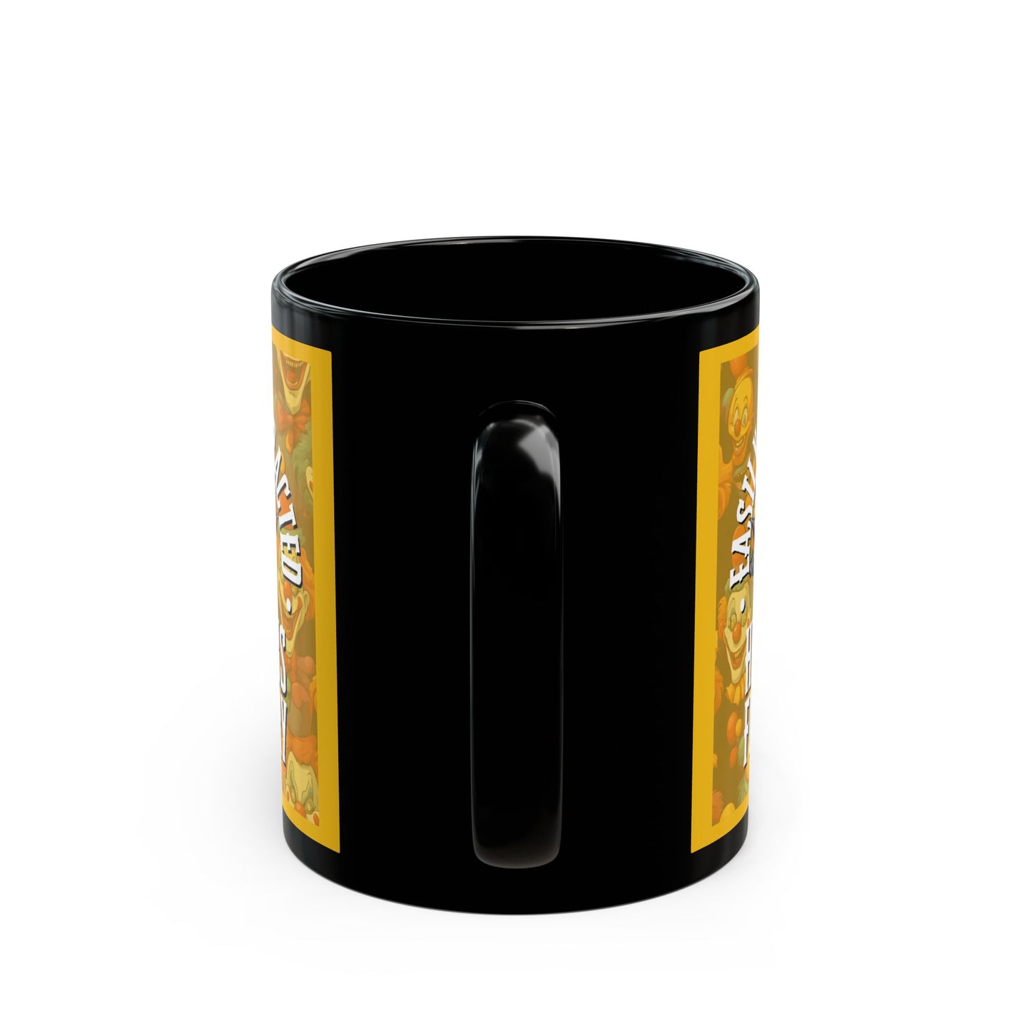Easily Distracted by Heinous Fuckery Little Jincs Yellow Mug by theGreenDragonTavern.shop