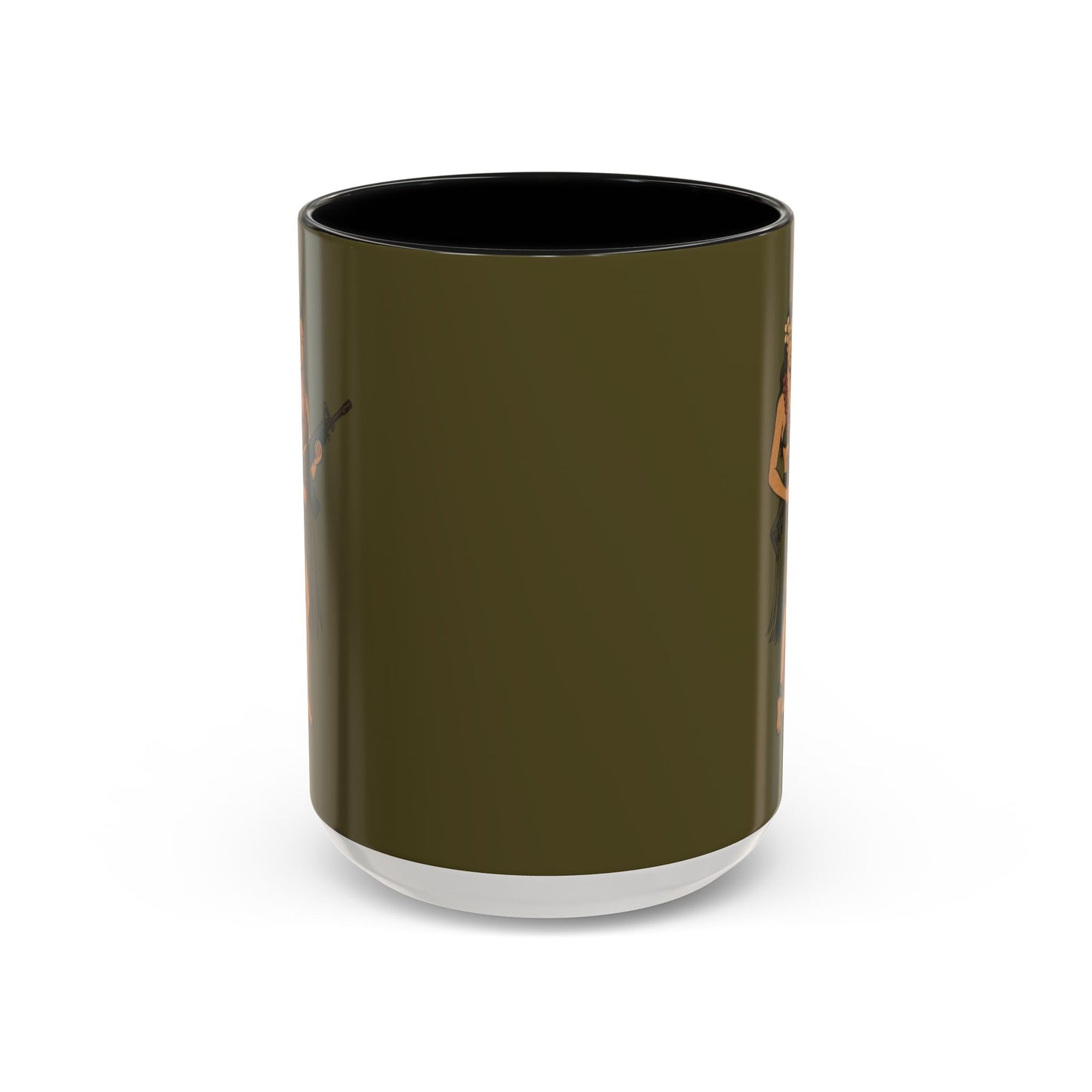 Hula Girl Packin' Heat Dark Green Accent Mug by theGreenDragonTavern.shop