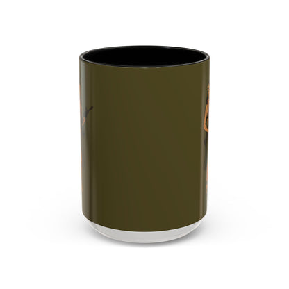 Hula Girl Packin' Heat Dark Green Accent Mug by theGreenDragonTavern.shop