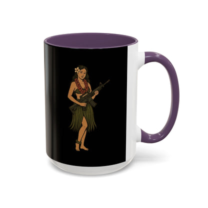 Hula Girl Packin' Heat Black Accent Mug by theGreenDragonTavern.shop