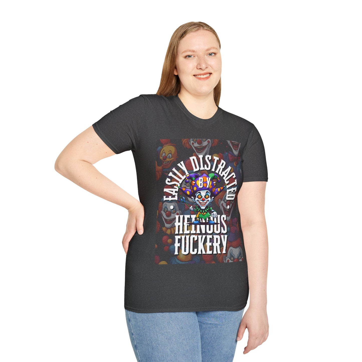 Easily Distracted by Heinous Fuckery Little Jincs Dark colors Unisex T-Shirt by theGreenDragonTavern.shop