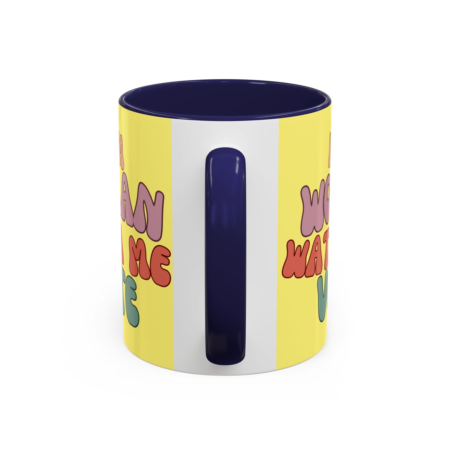 I Am Woman Watch Me Vote Yellow Accent Mug by theGreenDragonTavern.shop