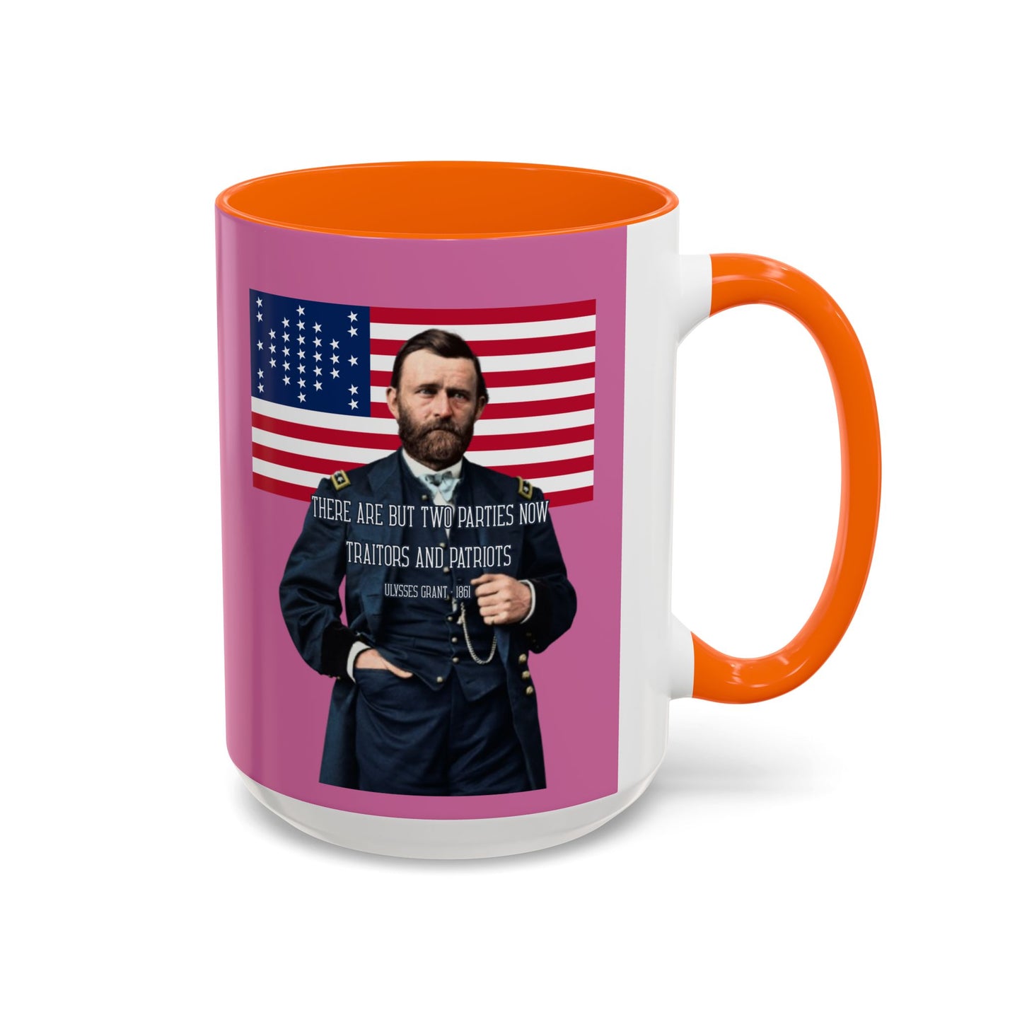 "Traitors and Patriots" Ulysses Grant Pink Accent Mug by theGreenDragonTavern.shop