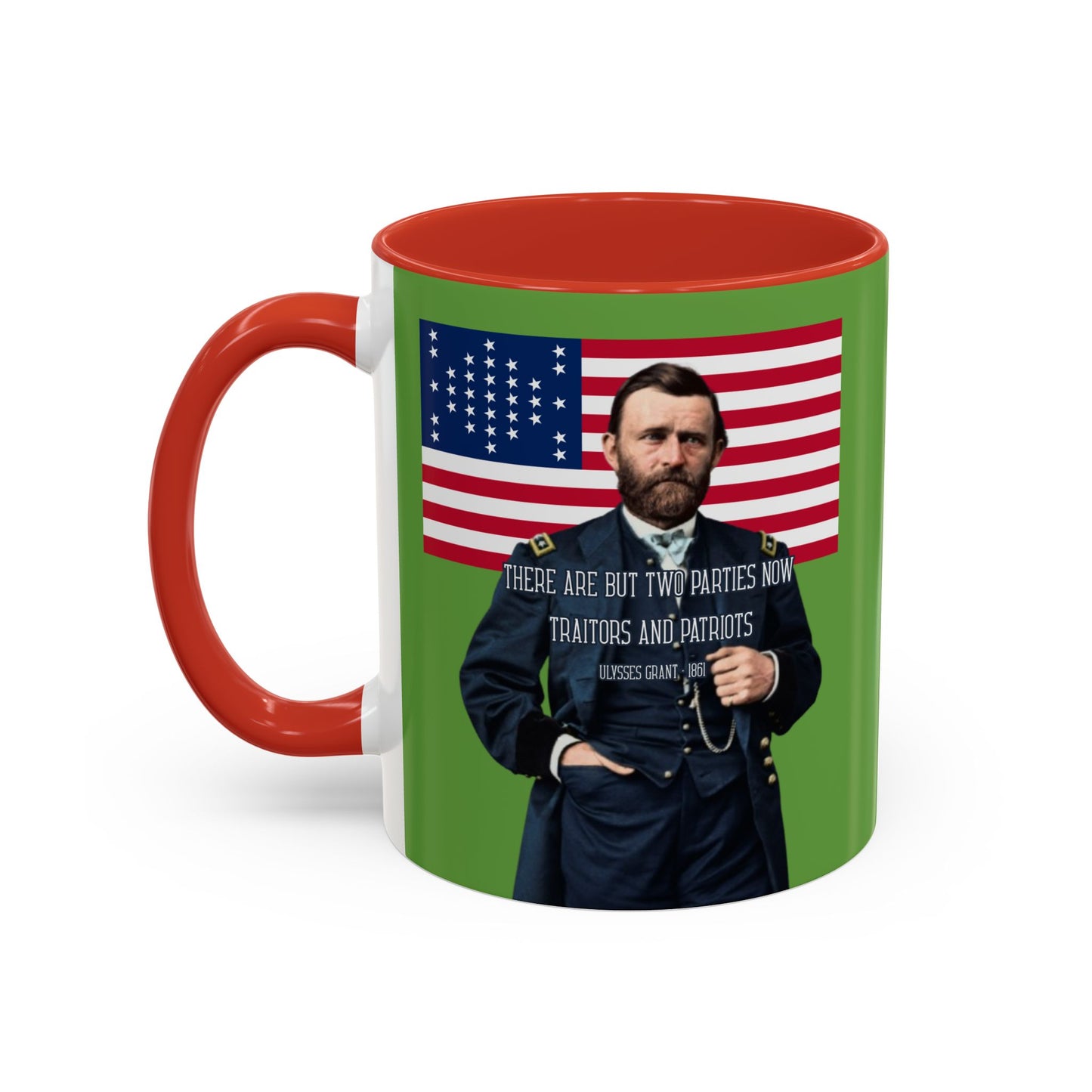 "Traitors and Patriots" Ulysses Grant Green Accent Mug by theGreenDragonTavern.shop