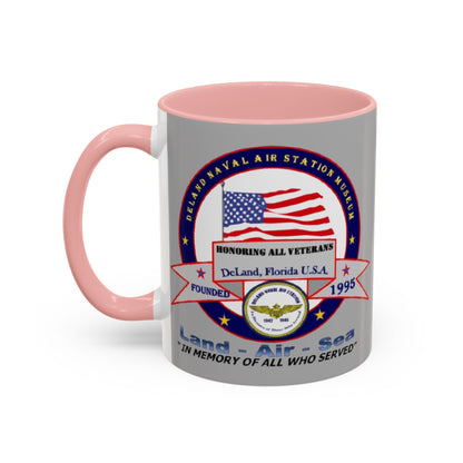 DNASM 2-sided, Founding & Student Art Light Grey Accent Mug by theGreenDragonTavern.shop