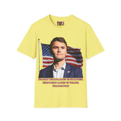 Charlie Kirk, Healthy Debate Light colors Unisex T-Shirt by theGreenDragonTavern.shop