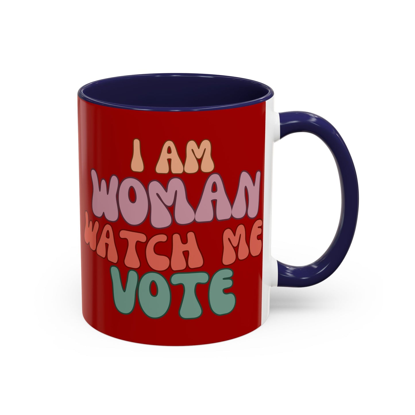 I Am Woman Watch Me Vote Red Accent Mug by theGreenDragonTavern.shop