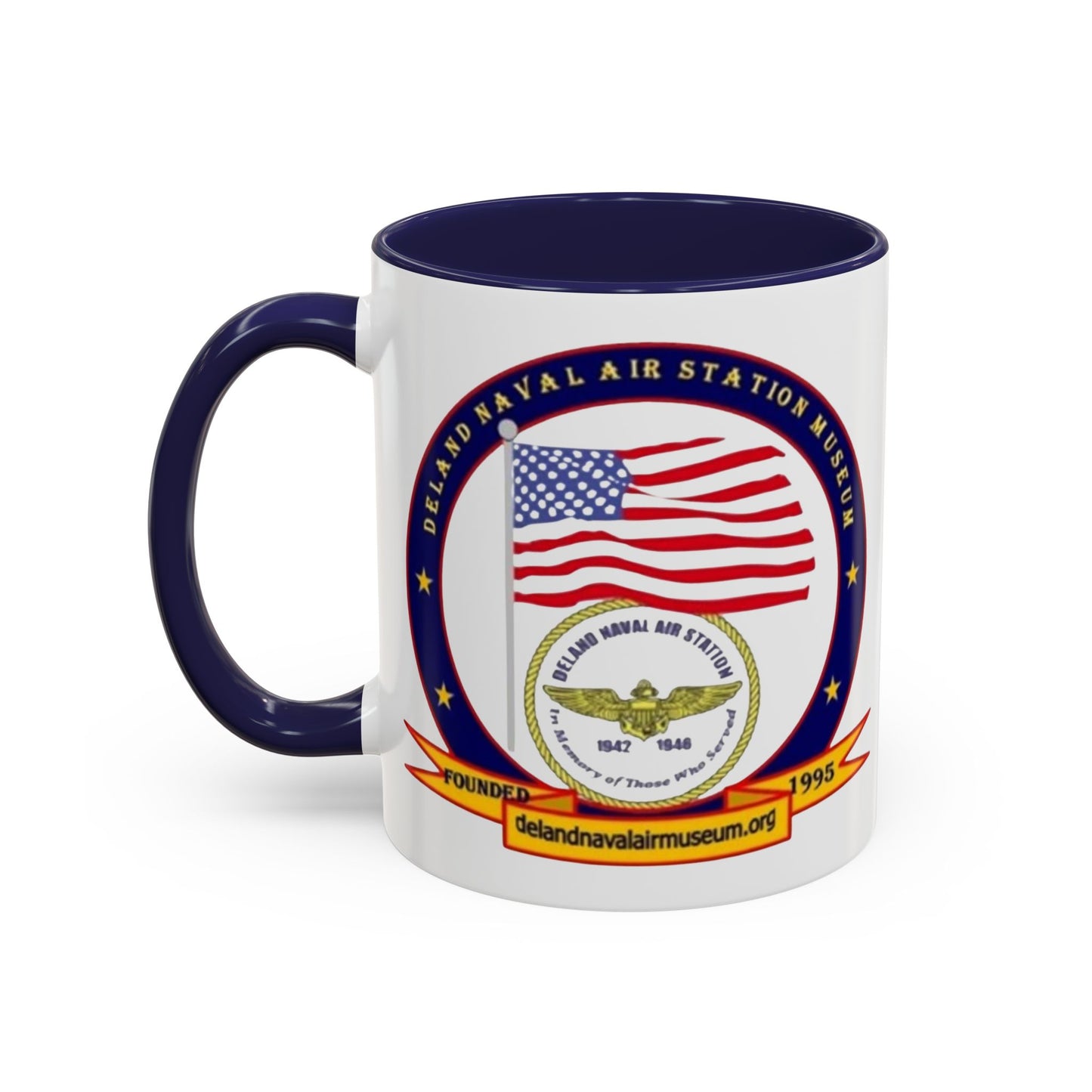 DeLand Naval Air Station Museum White Accent Mug by theGreenDragonTavern.shop