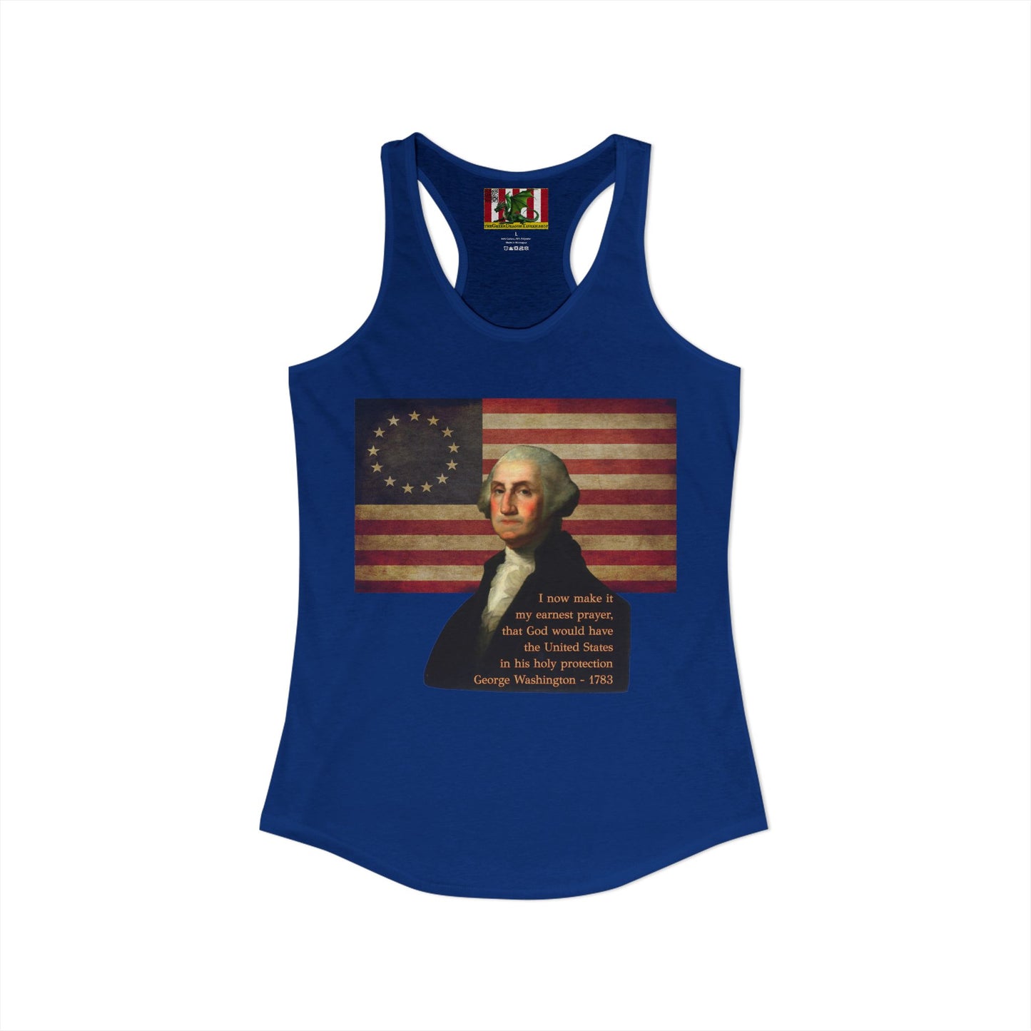 Washington's Earnest Prayer Women's Racerback Tank Top by theGreenDragonTavern.shop
