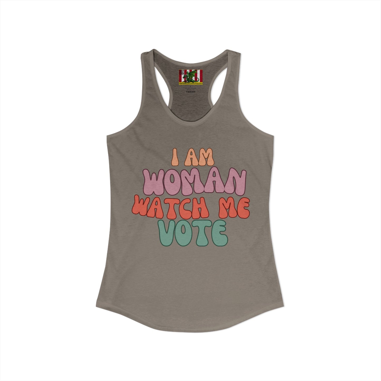 I Am Woman Watch Me Vote Women's Racerback Tank Top by theGreenDragonTavern.shop