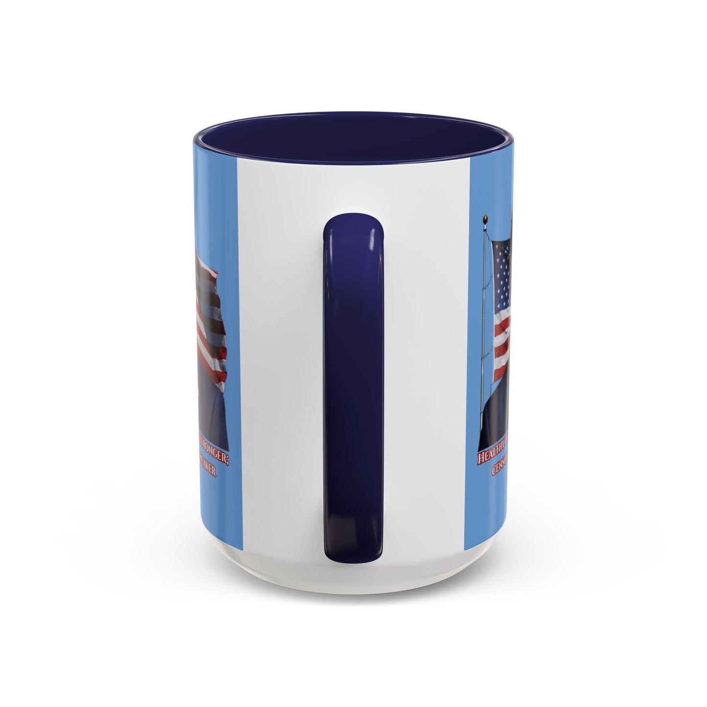 Charlie Kirk, Healthy Debate Light Blue Accent Mug by theGreenDragonTavern.shop