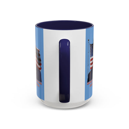 Charlie Kirk, Healthy Debate Light Blue Accent Mug by theGreenDragonTavern.shop