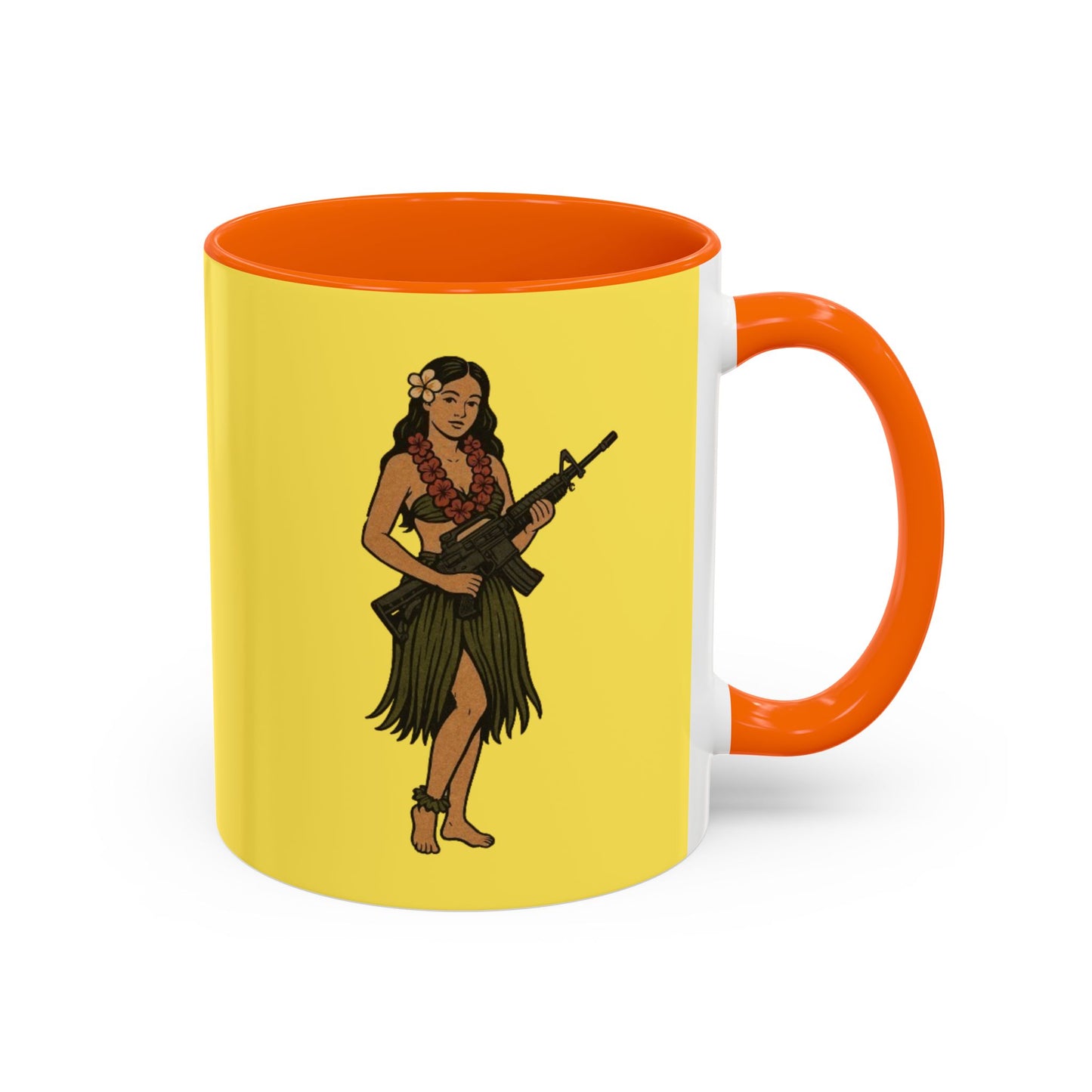 Hula Girl Packin' Heat Pineapple Accent Mug by theGreenDragonTavern.shop