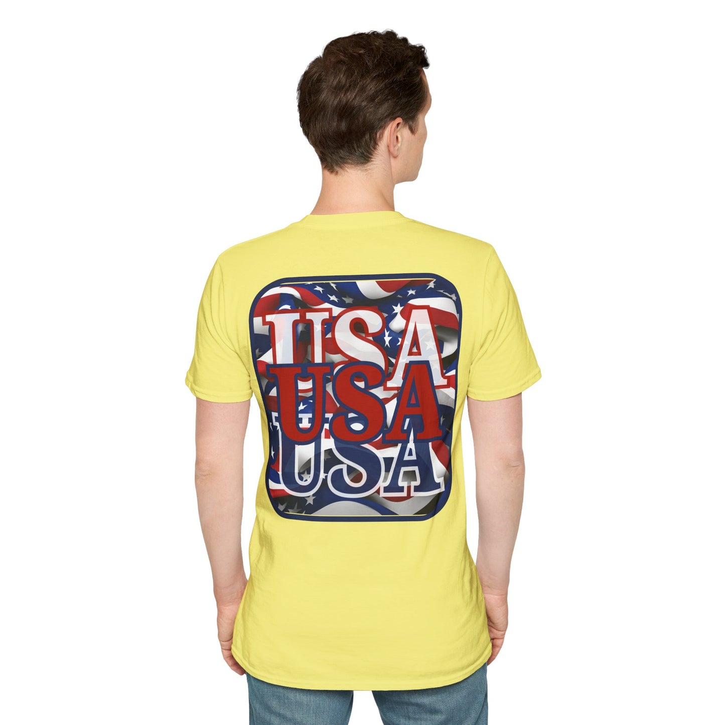 2-sided, RED White and Blue USA Patriot Light colors Unisex T-Shirt by theGreenDragonTavern.shop