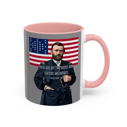 "Traitors and Patriots" Ulysses Grant Grey Accent Mug by theGreenDragonTavern.shop