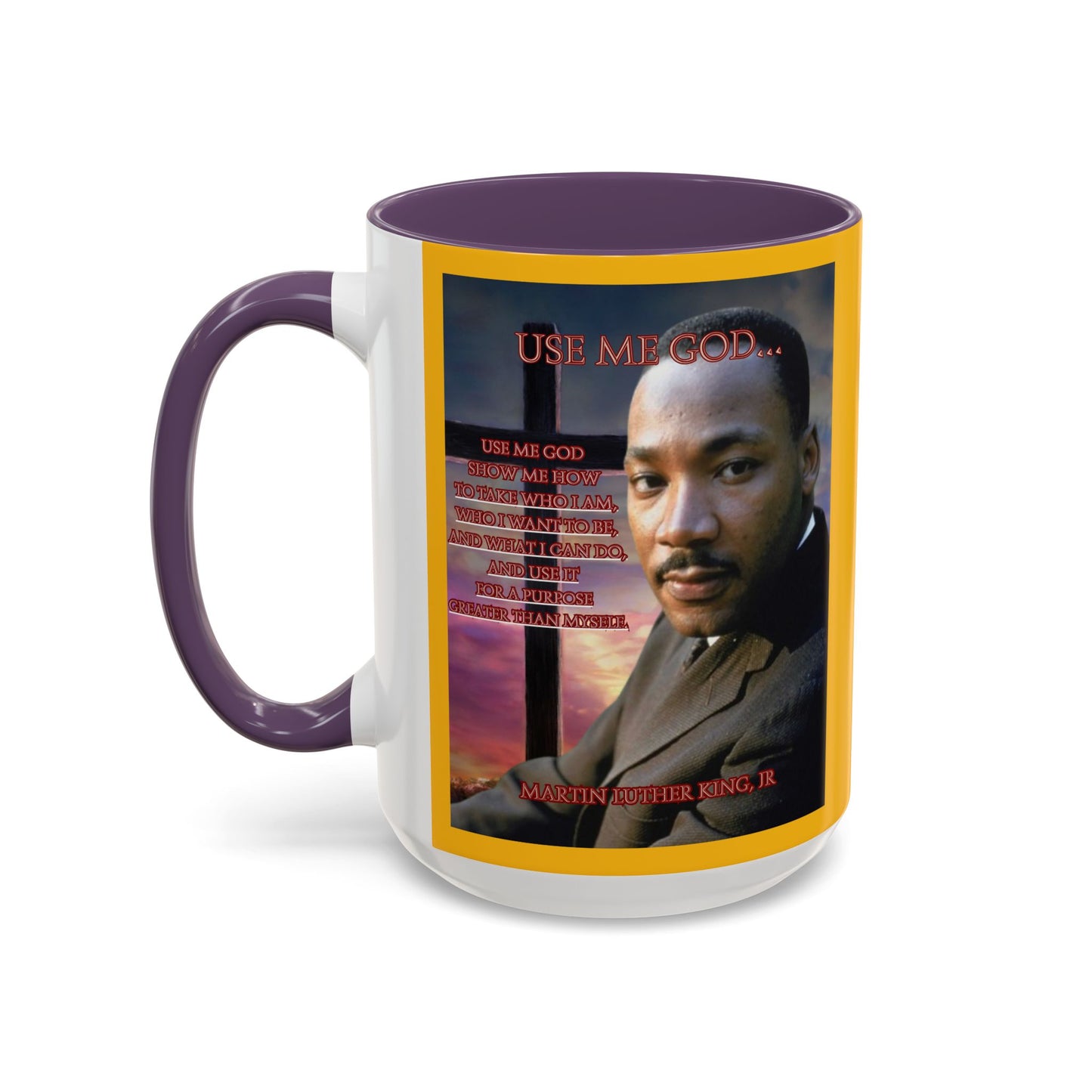Use Me God, MLK Jr Yellow Accent Mug by theGreenDragonTavern.shop