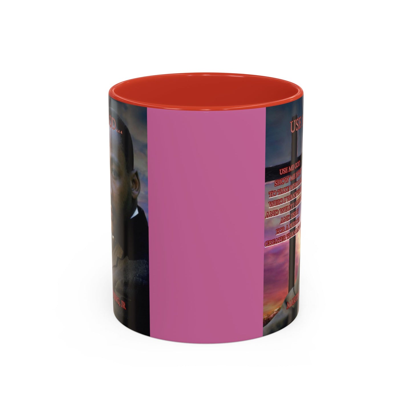Use Me God, MLK Jr Pink Accent Mug by theGreenDragonTavern.shop