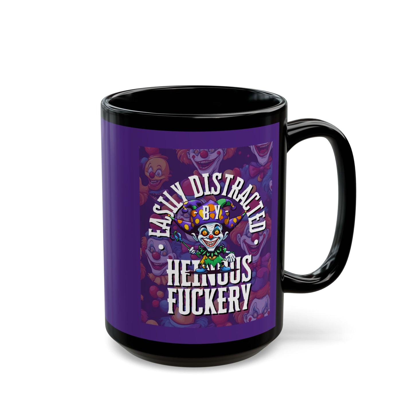 Easily Distracted by Heinous Fuckery Little Jincs Purple Mug by theGreenDragonTavern.shop