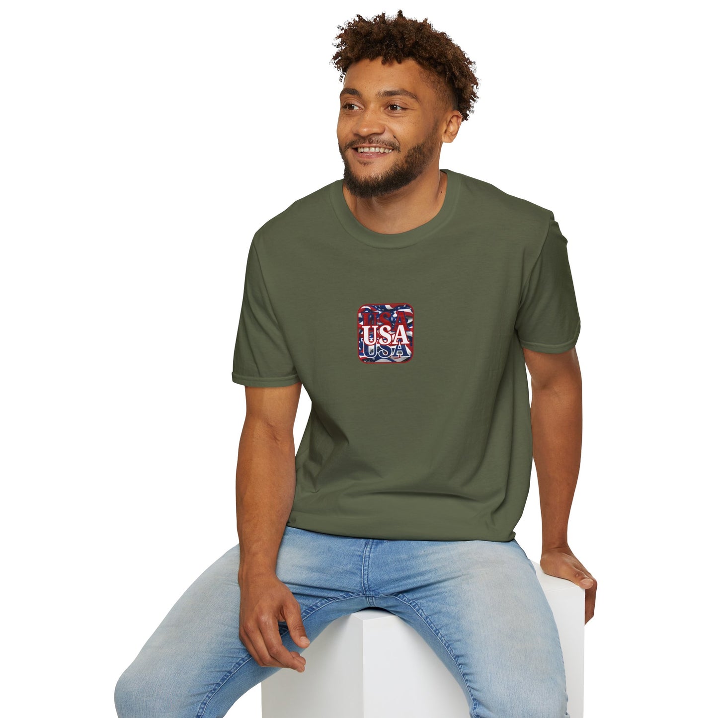 2-sided, Red WHITE and Blue USA Patriot Dark colors Unisex T-Shirt by theGreenDragonTavern.shop