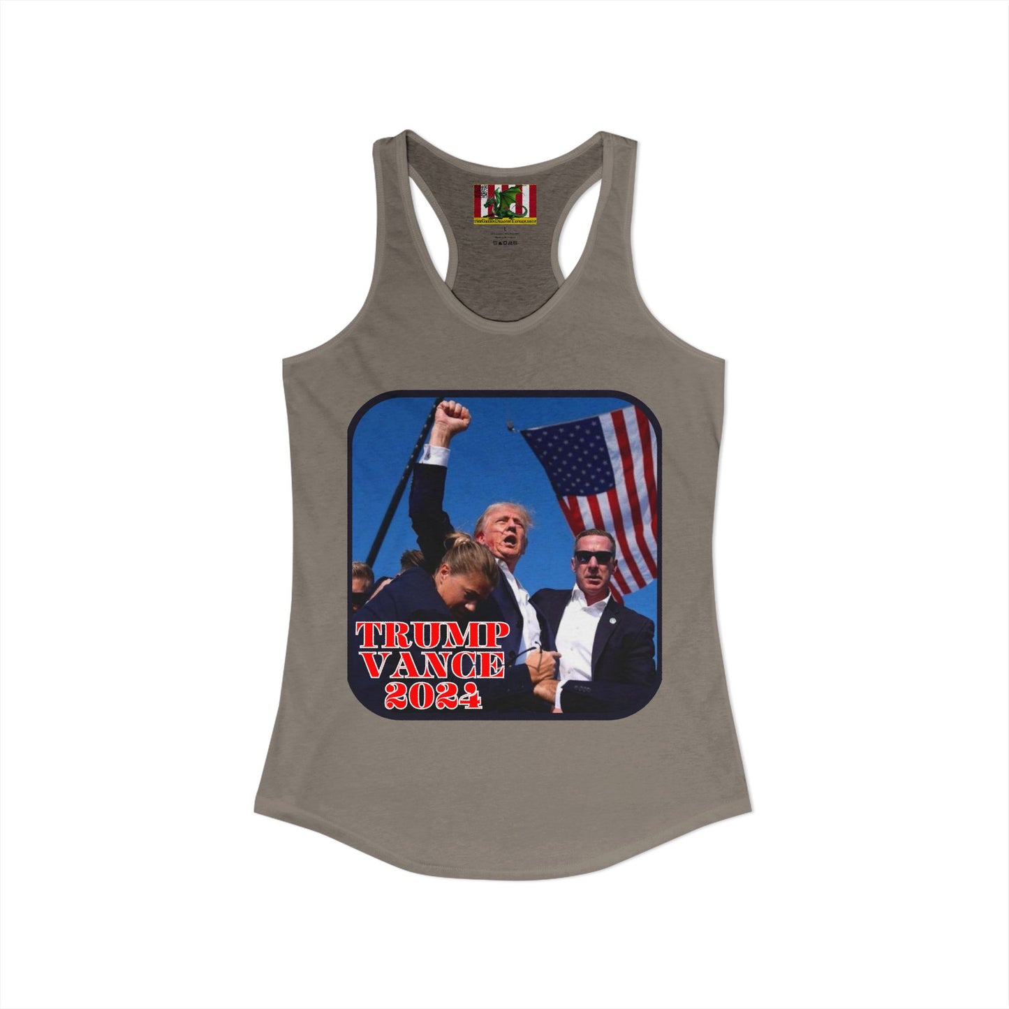 Trump and Vance 2024 Women's Racerback Tank Top by theGreenDragonTavern.shop