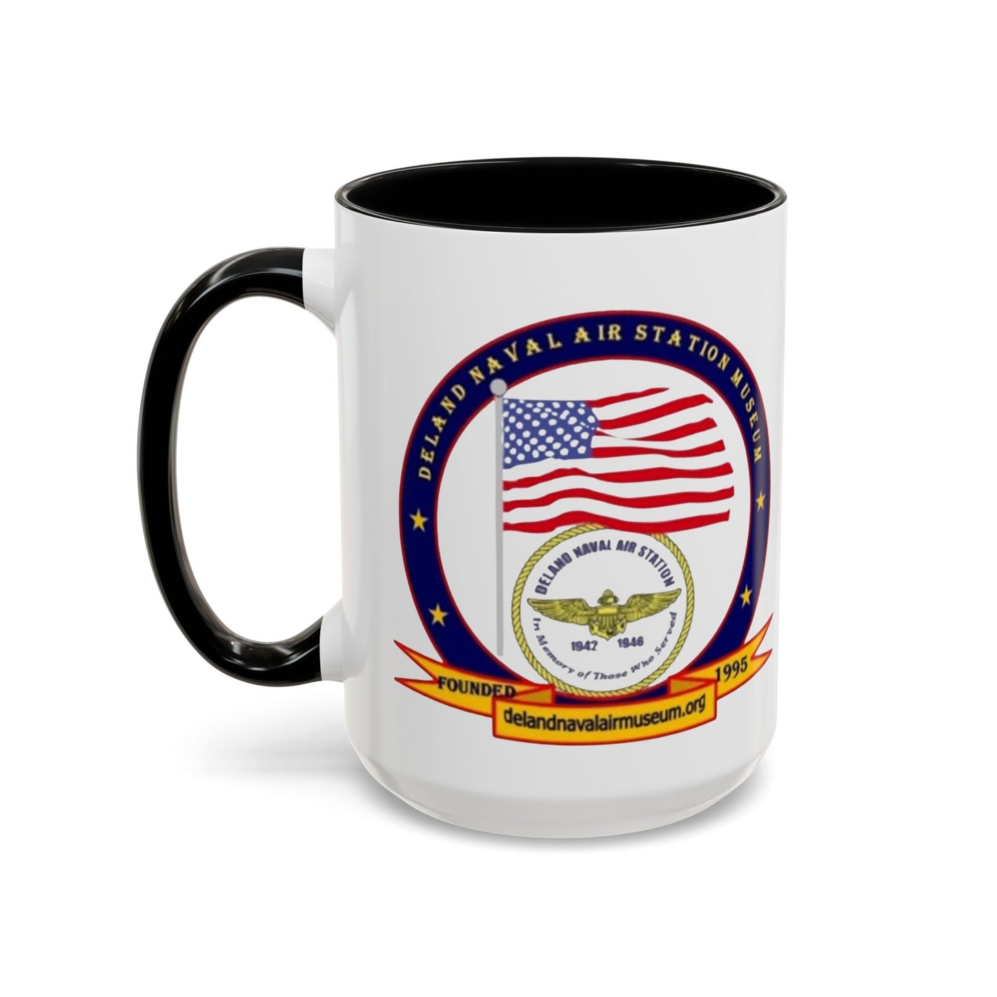 DeLand Naval Air Station Museum White Accent Mug by theGreenDragonTavern.shop