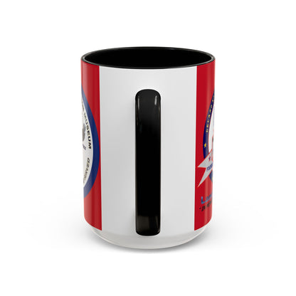 DNASM 2-sided, Founding & Student Art w/Navy Ring Red Accent Mug by theGreenDragonTavern.shop