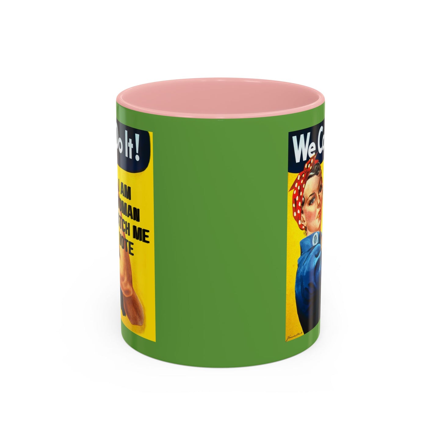I Am Woman Watch Me Vote Rosie Green Accent Mug by theGreenDragonTavern.shop