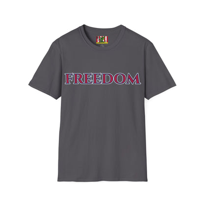 Freedom, Red font, Dark colors Unisex T-Shirt by theGreenDragonTavern.shop