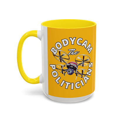 Bodycam the Politicians Drone Yellow Accent Mug by theGreenDragonTavern.shop