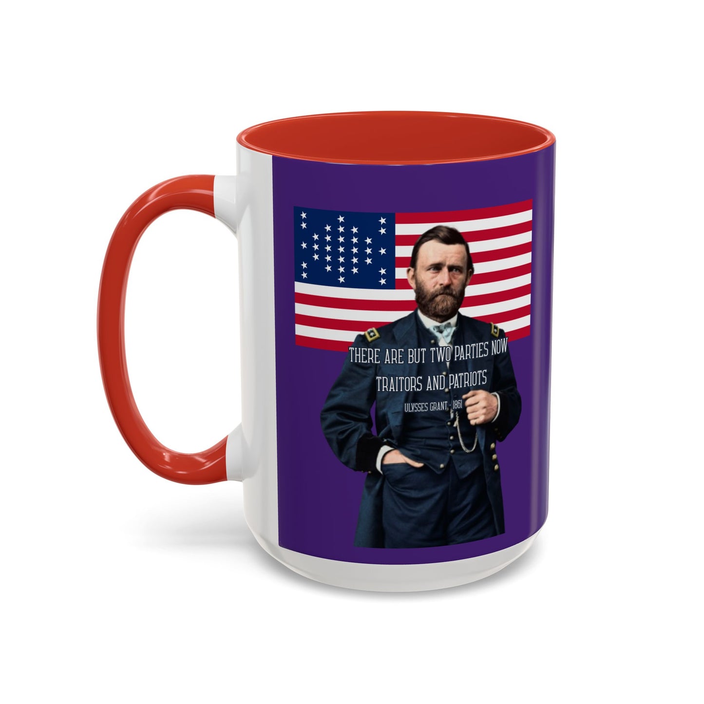 "Traitors and Patriots" Ulysses Grant Dark Purple Accent Mug by theGreenDragonTavern.shop